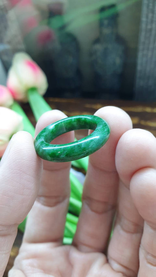 Vibrant Green Jade Ring (8.5 US) | Type A Natural Jadeite | His or Hers Vintage Jewelry