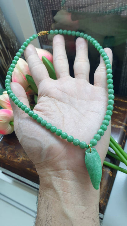 Jade Princess Necklaces (18") | 9K Gold Lobster Lock | Type A - Natural Apple Green Jadeite