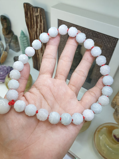 Jade Japa Mala | White Lotus Beads - Type A Jadeite | Handcrafted Lucky  Charms Ideal for Gifting 🎁