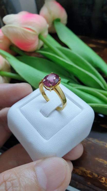 Pink Sapphire & 14K Gold Ring (7 US) | Solid Gold | Giftable🎁 Lady's Ring