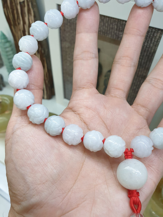 Jade Japa Mala | White Lotus Beads - Type A Jadeite | Handcrafted Lucky  Charms Ideal for Gifting 🎁