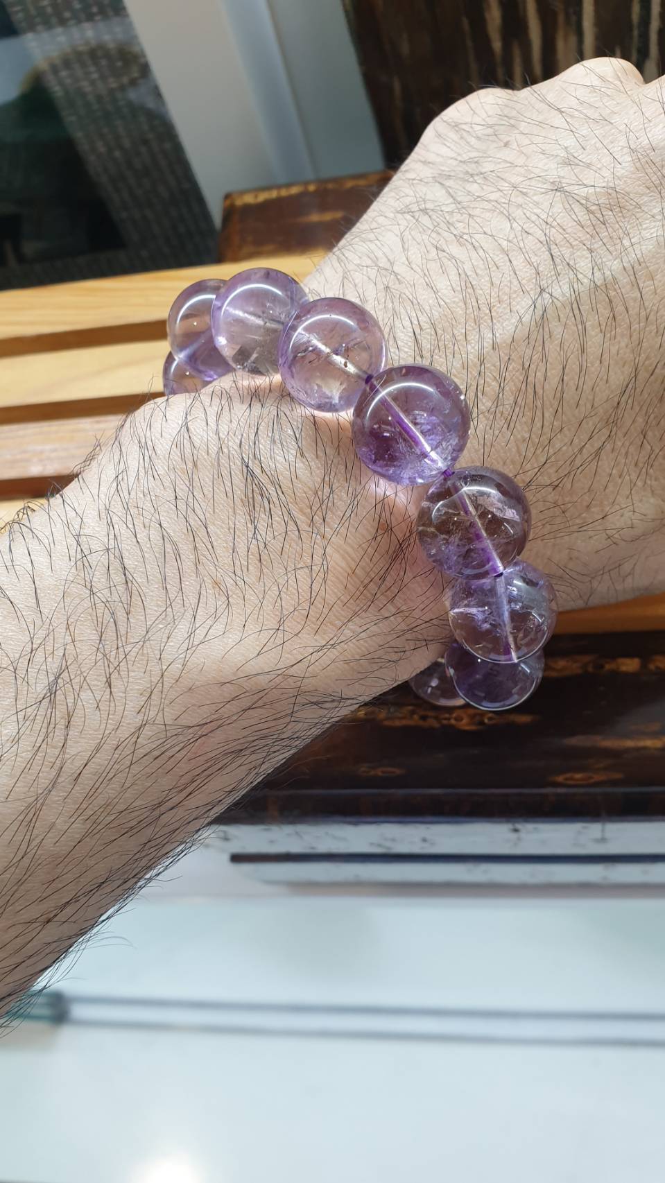 Ametrine Serenity Bracelet 17 cm - Natural Semiprecious Stone 16.5 mm Beads