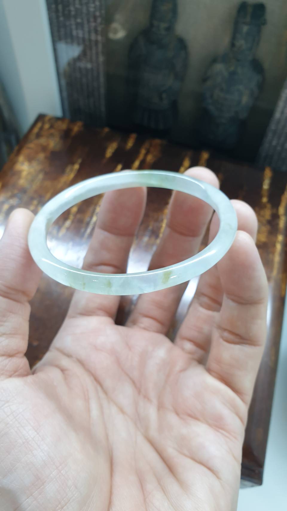 Icy Jade Cylindrical Bangle (Size 56 - 57) | Type A Natural Jadeite