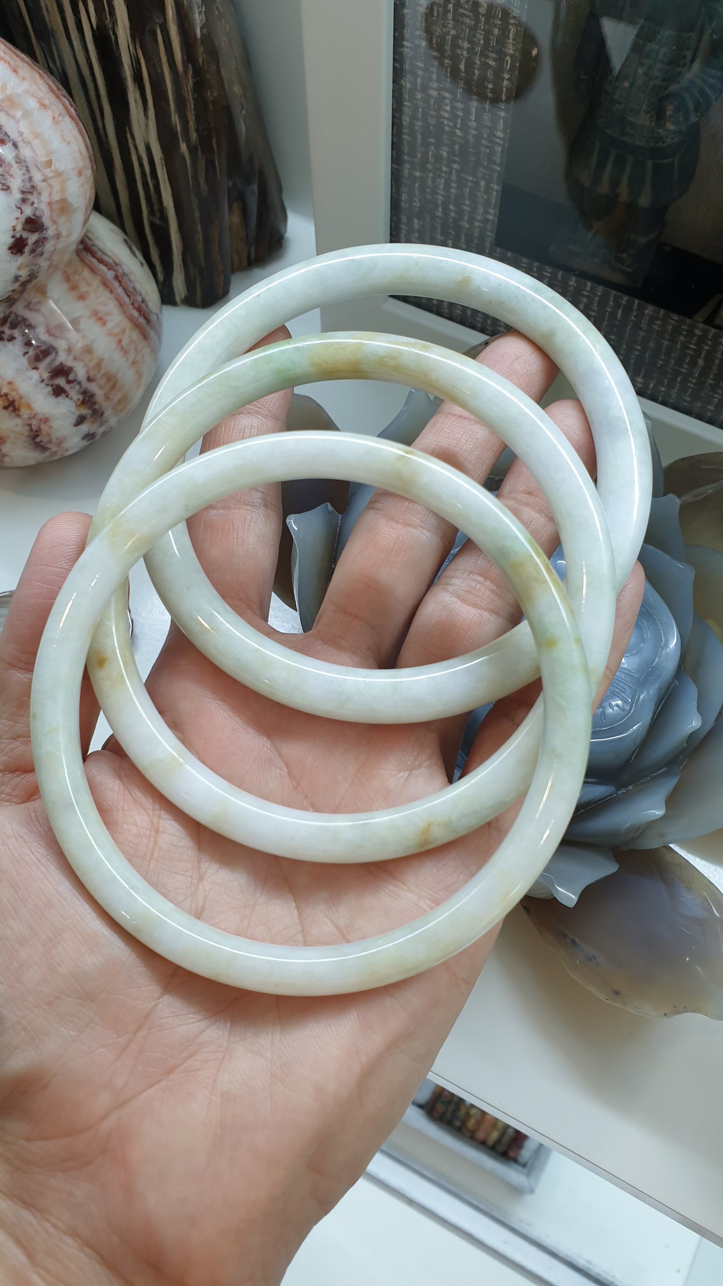 Jade Cylindrical Bangle (S 81 - 83) | Authentic Type A Jadeite | Vintage Jade Bracelet