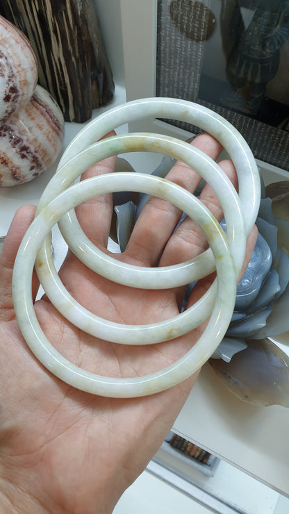 Jade Cylindrical Bangle (S 81 - 83) | Authentic Type A Jadeite | Vintage Jade Bracelet