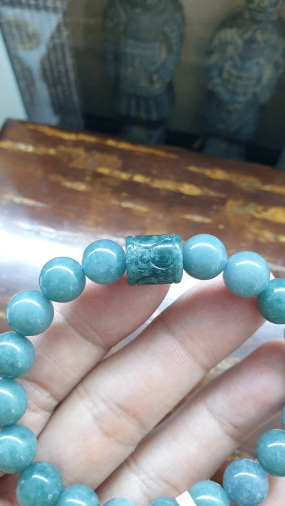 Blue Jade Ru Yi Bracelet (17 cm) | Ru Yi Bead Charm (Selection) | Type A Natural Jadeite