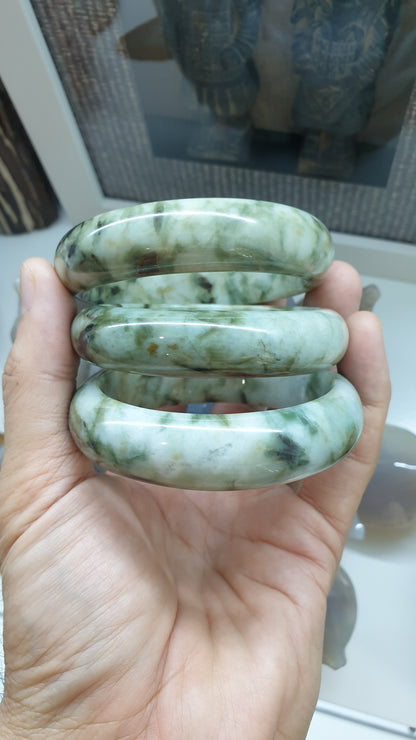 Hok Lok Siew Jade Bangle (S 57 - 58)(Selection) | Type A Natural Jadeite | Lucky Charm Wrist Candy for Her
