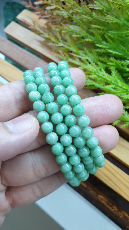 Jade Mini Beads Bracelets 17cm Type A Myanmar Jadeite Natural Pastel Green