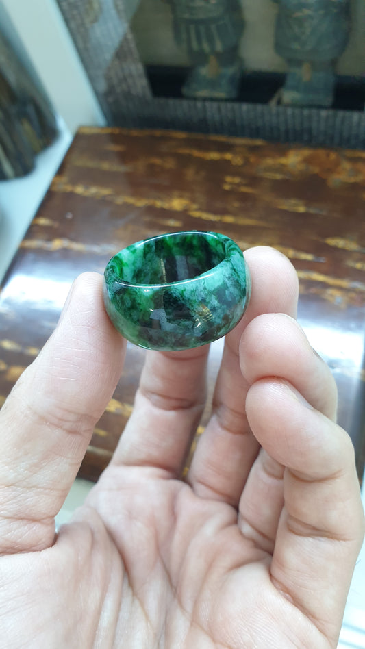 Gents Style - Domed Jade Ring (Size 13 US) | Fei Cui Type A Natural Jadeite | Rare - Collector's Piece