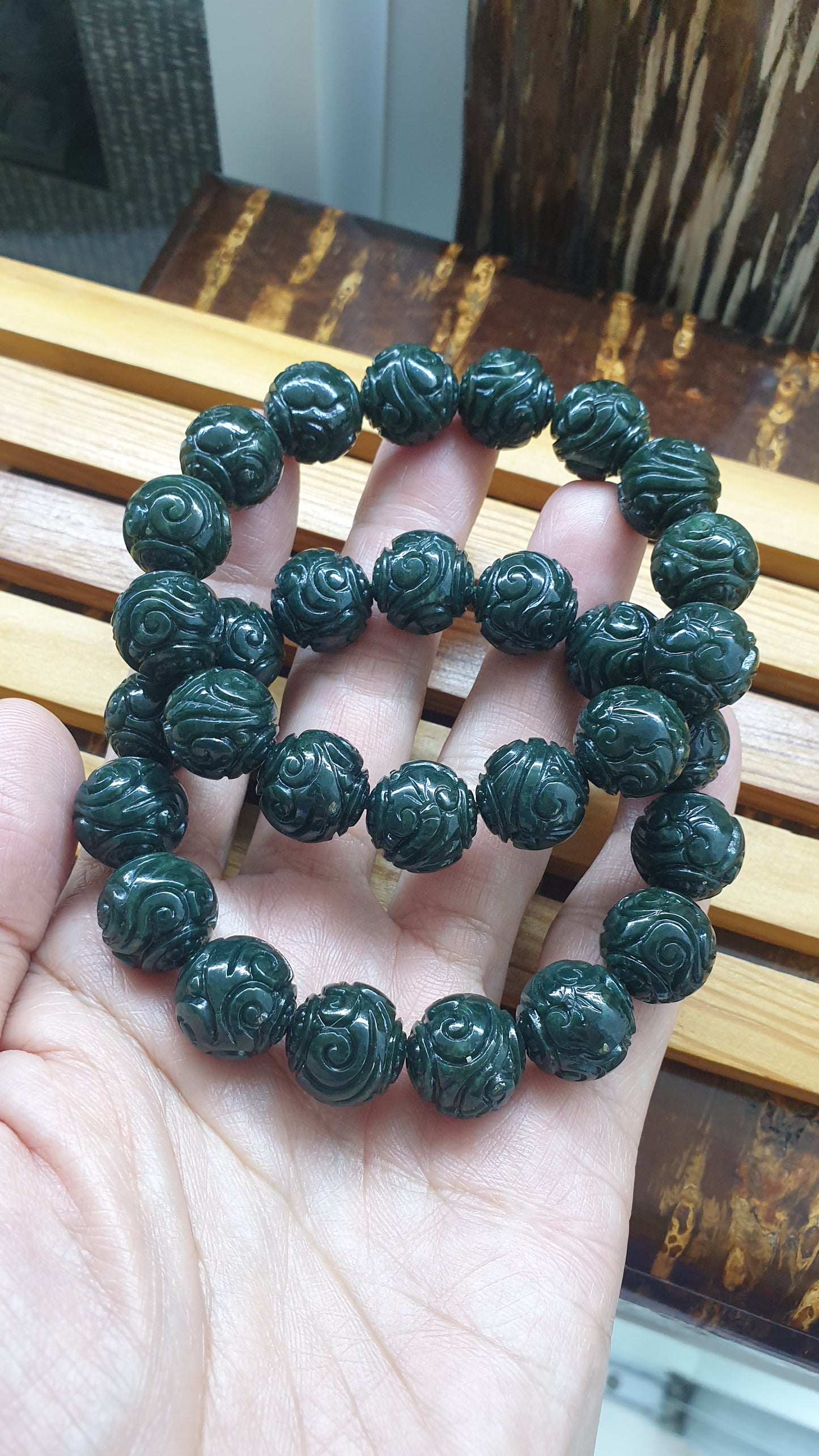 Black Green Jade Ru Yi Bracelets 17cm Fei Cui Myammar Jadeite Type A