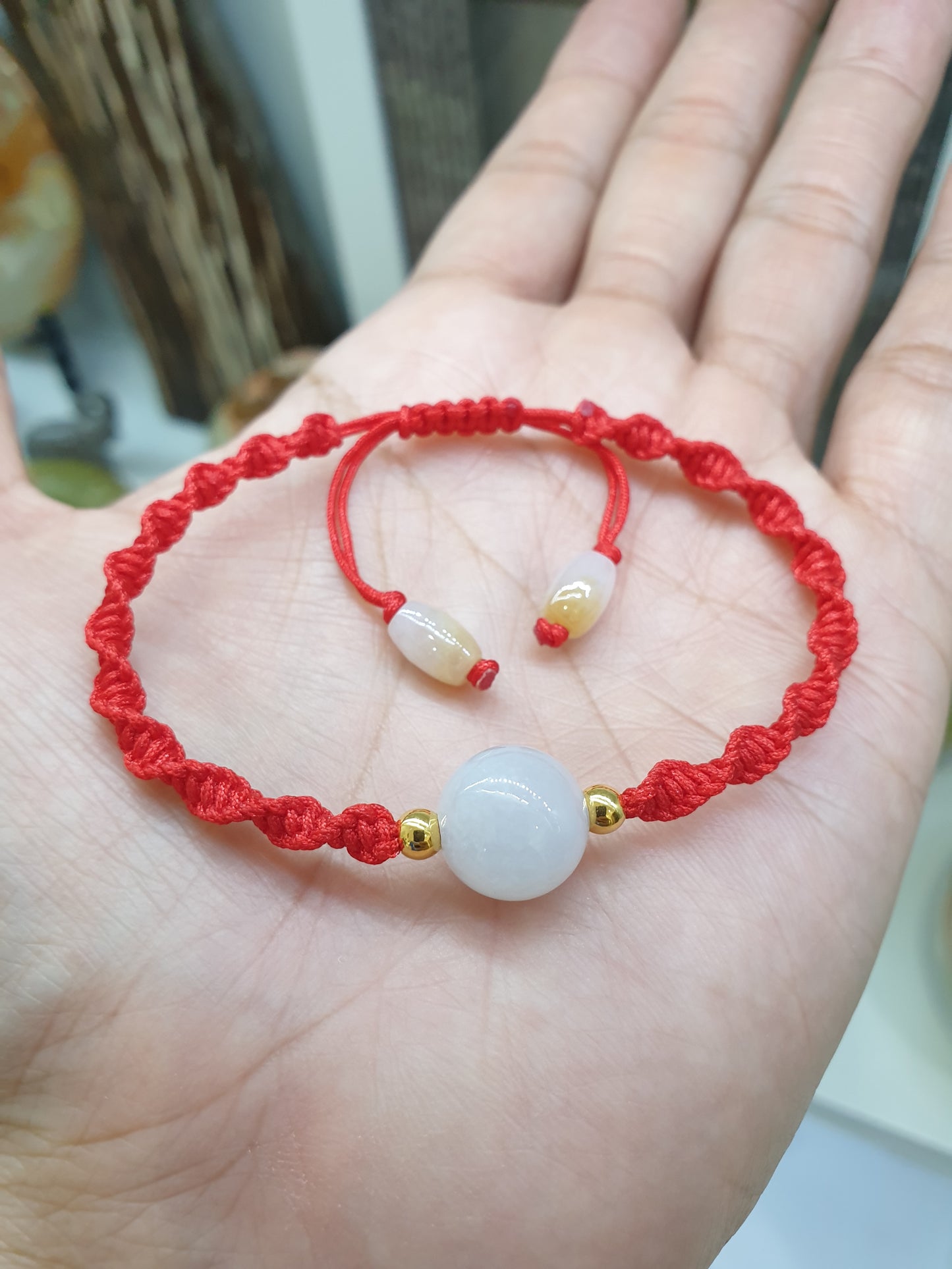 Jade & Gold Beads Braided Bracelet (Adjustable) | Pure 24K Gold | Fei Cui - Type A Jadeite