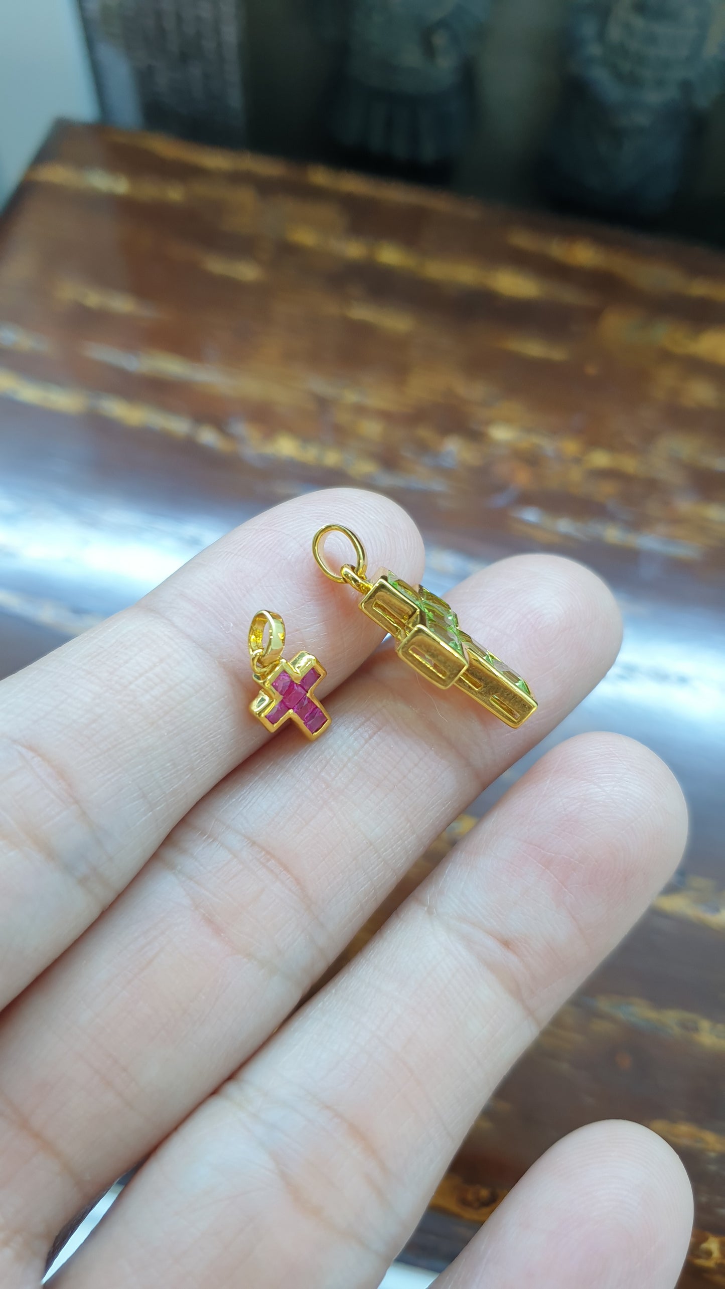 Gemstone Cross Pendant (Selection) | Solid 9K Gold Setting | Perfect Gift for Her 🎁