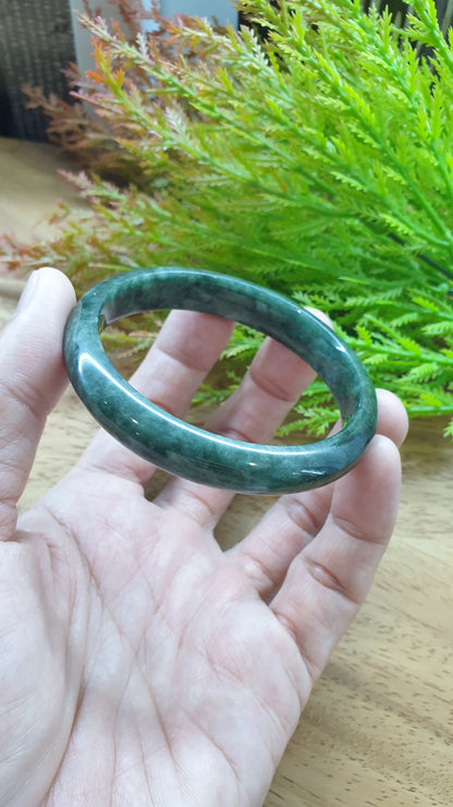 Jade Bangle S58.3 Type A Myanmar Jadeite Natural Forest Green