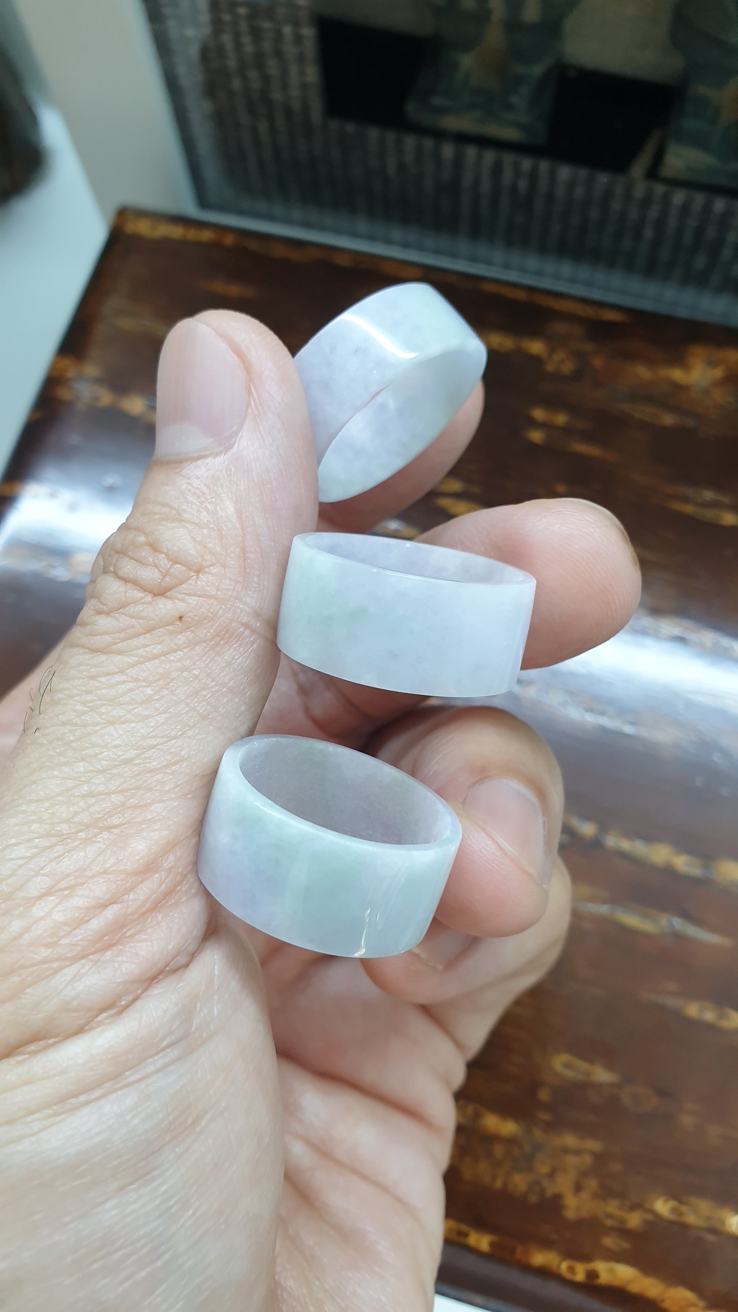 Lavender Jade Flat Band Ring Type A Natural Jadeite Sizes 9.5 to 11 US