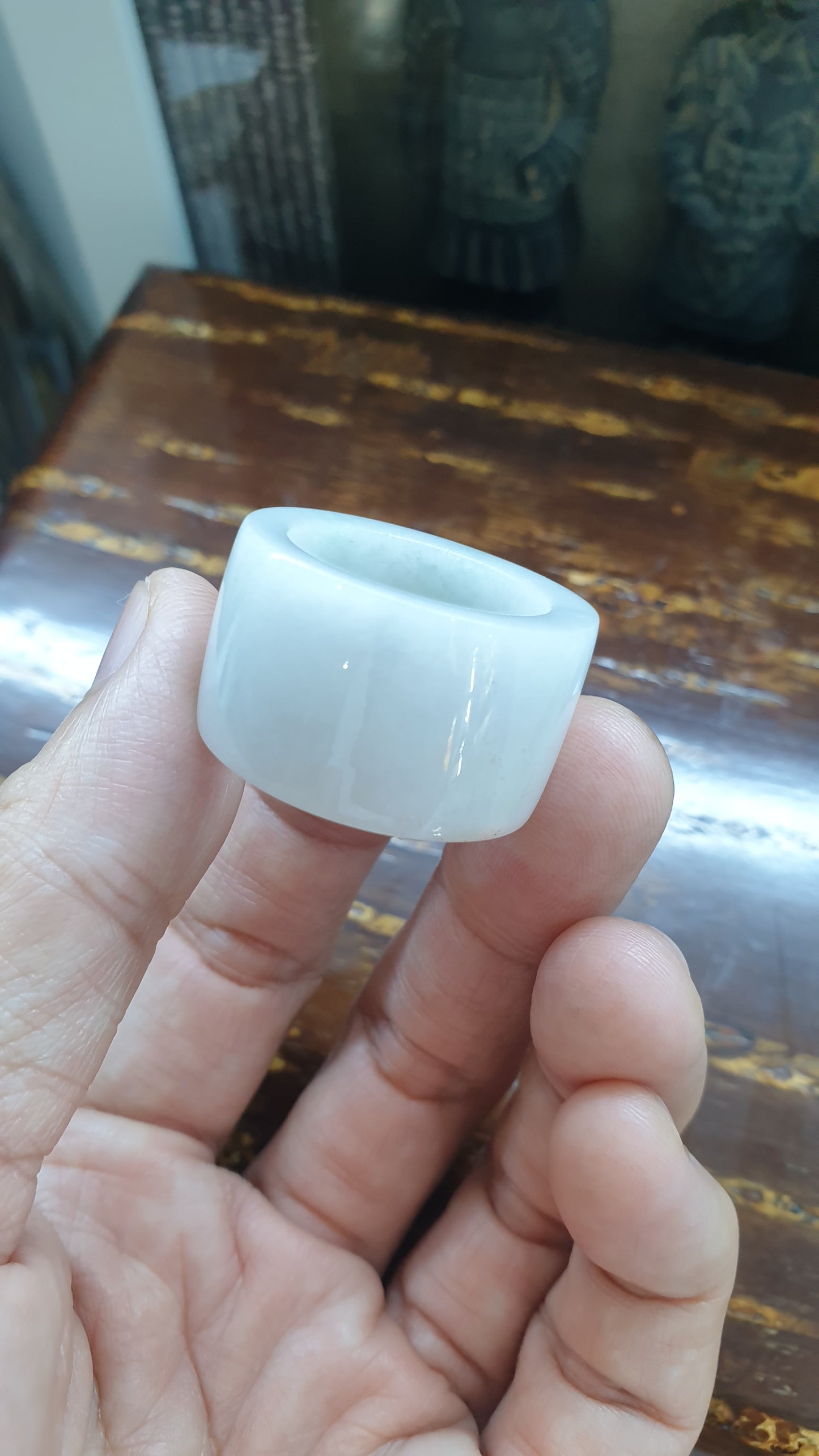 White Jade Archer's Ring (US 12.25) | Authentic Type A Jadeite | His or Hers Accessory