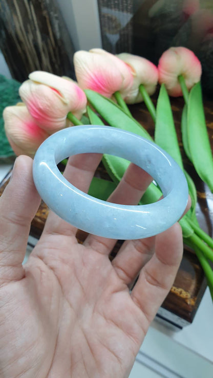Aquamarine Bangle (Size 57 - 58) | Natural Stone Bracelet