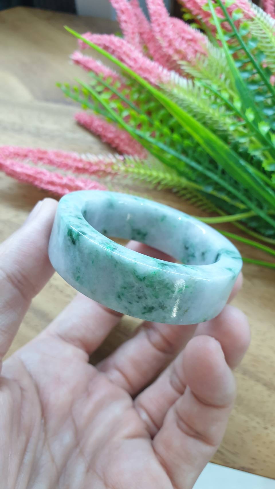 Kiddie Size Jade Bangle S39 S42 Type A Myanmar Jadeite Natural Green Speckled