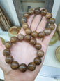 Petrified Wood Bracelets 17cm  Natural Stone Beads 16mm-18mm