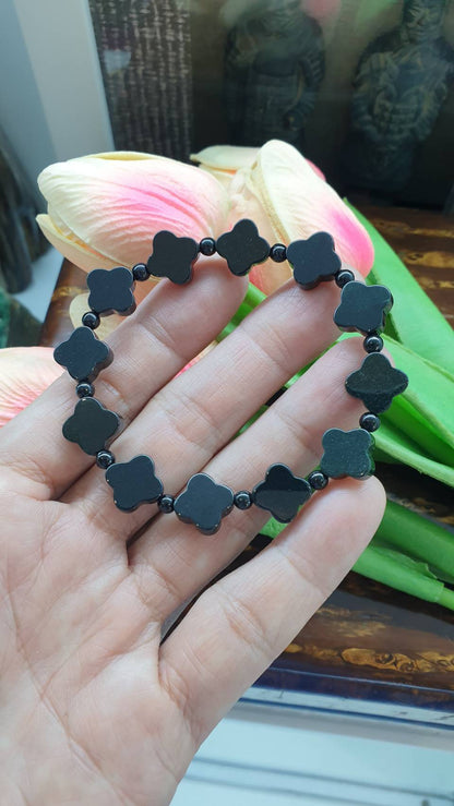 Black Jade Good Luck Bracelet (16.5 cm) | Type A - Natural Jade Beads