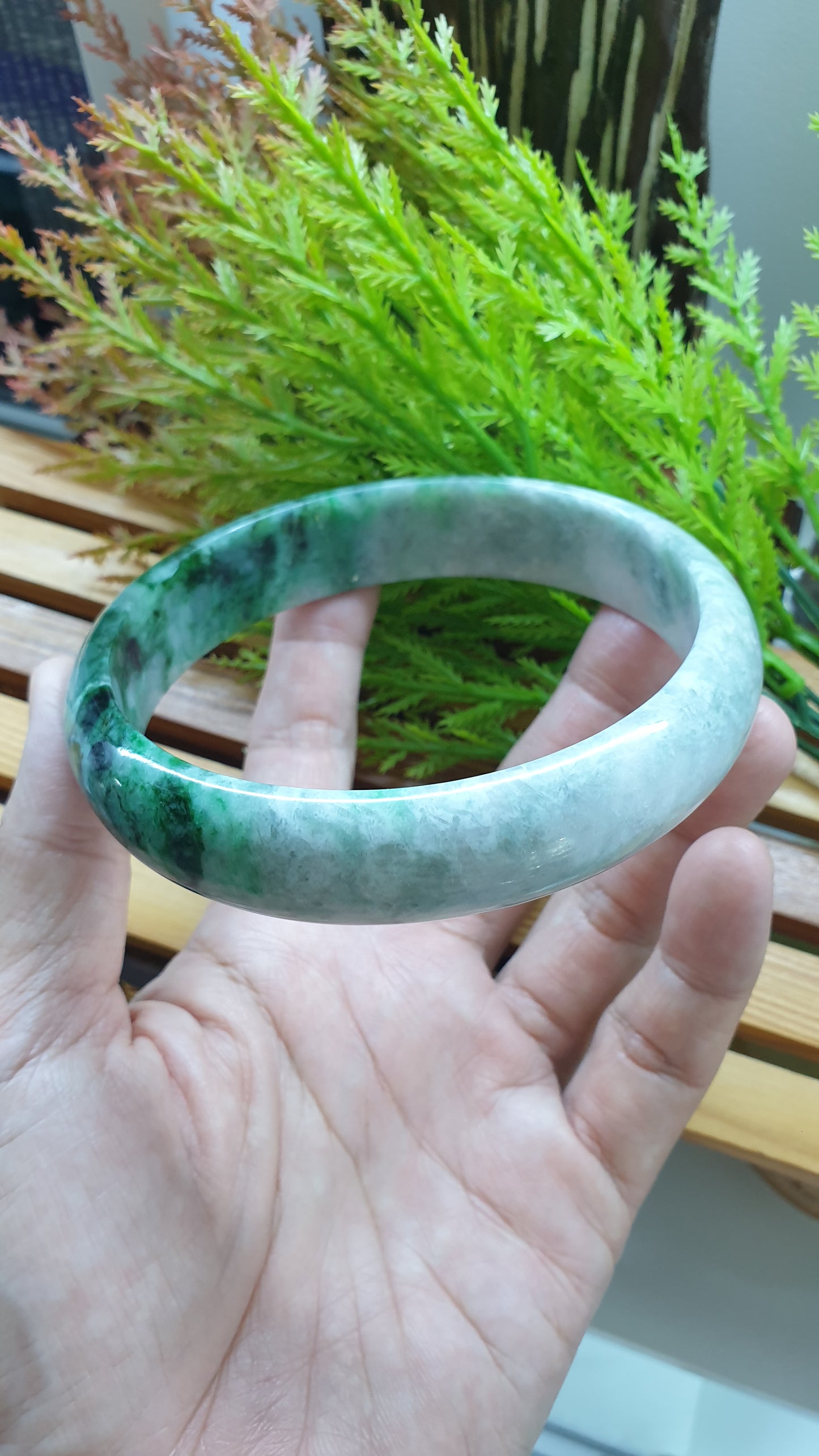 Plus Size Jade Bangle S82.8 Vibrant Green Fei Cui Type A Myanmar Jadeite