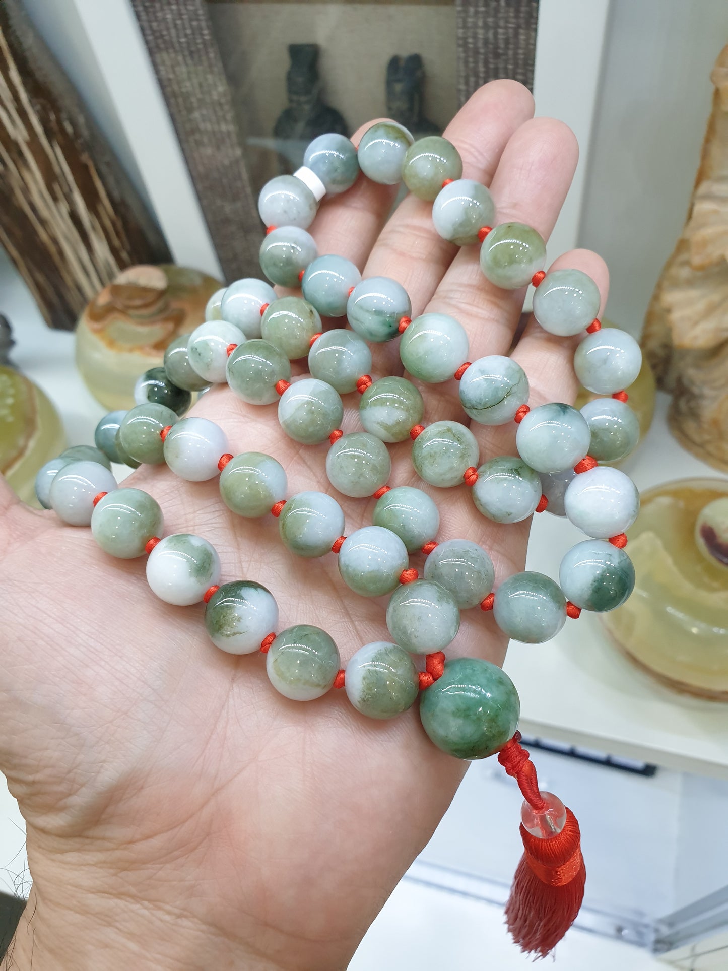Jade Japa Mala | Two-toned Jadeite Beads - Type A | Handcrafted Meditation Beads