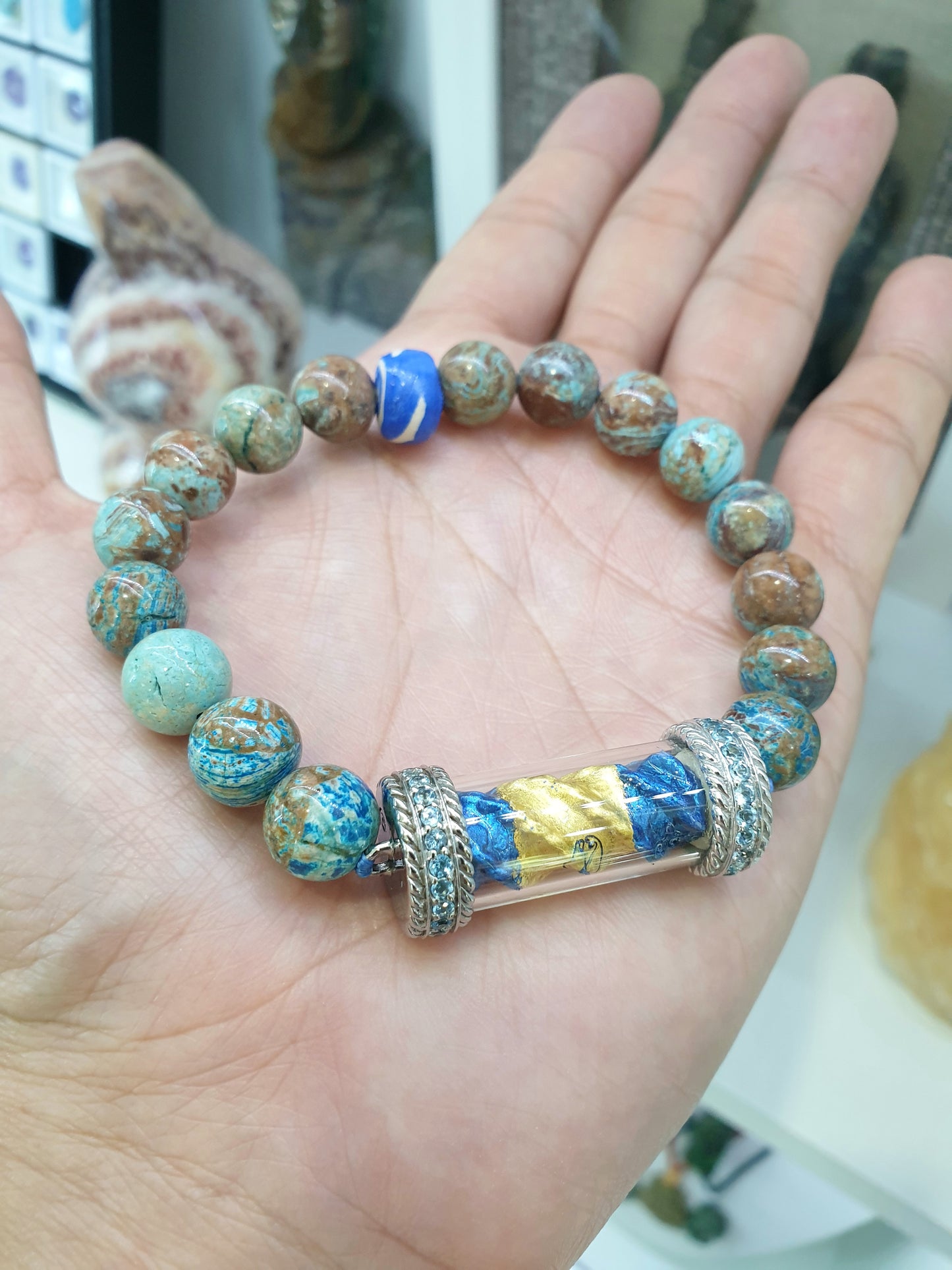 Sarika Roi Rang Charmbracelets 17cm, Natural Gemstones and Sterling Silver
