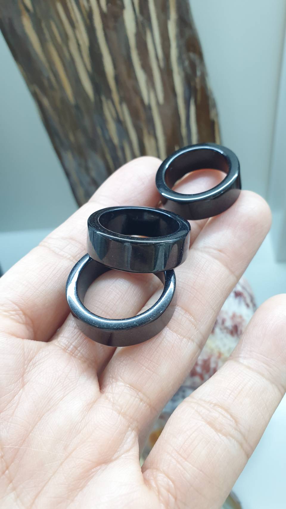 Type A Natural Chloromelanite Black Jade Domed Ring US 6.75 to 10.75