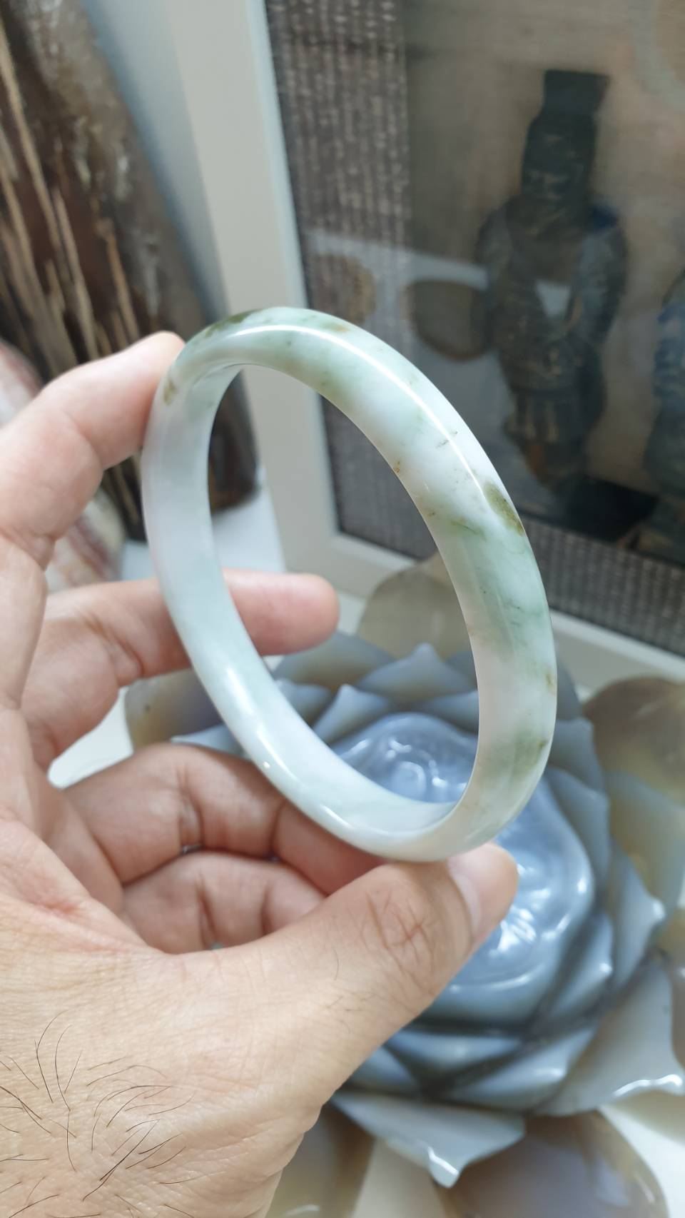 Plus Size Hok Lok Siew Bangle Size 72 - 73 Jade Vintage Bracelet