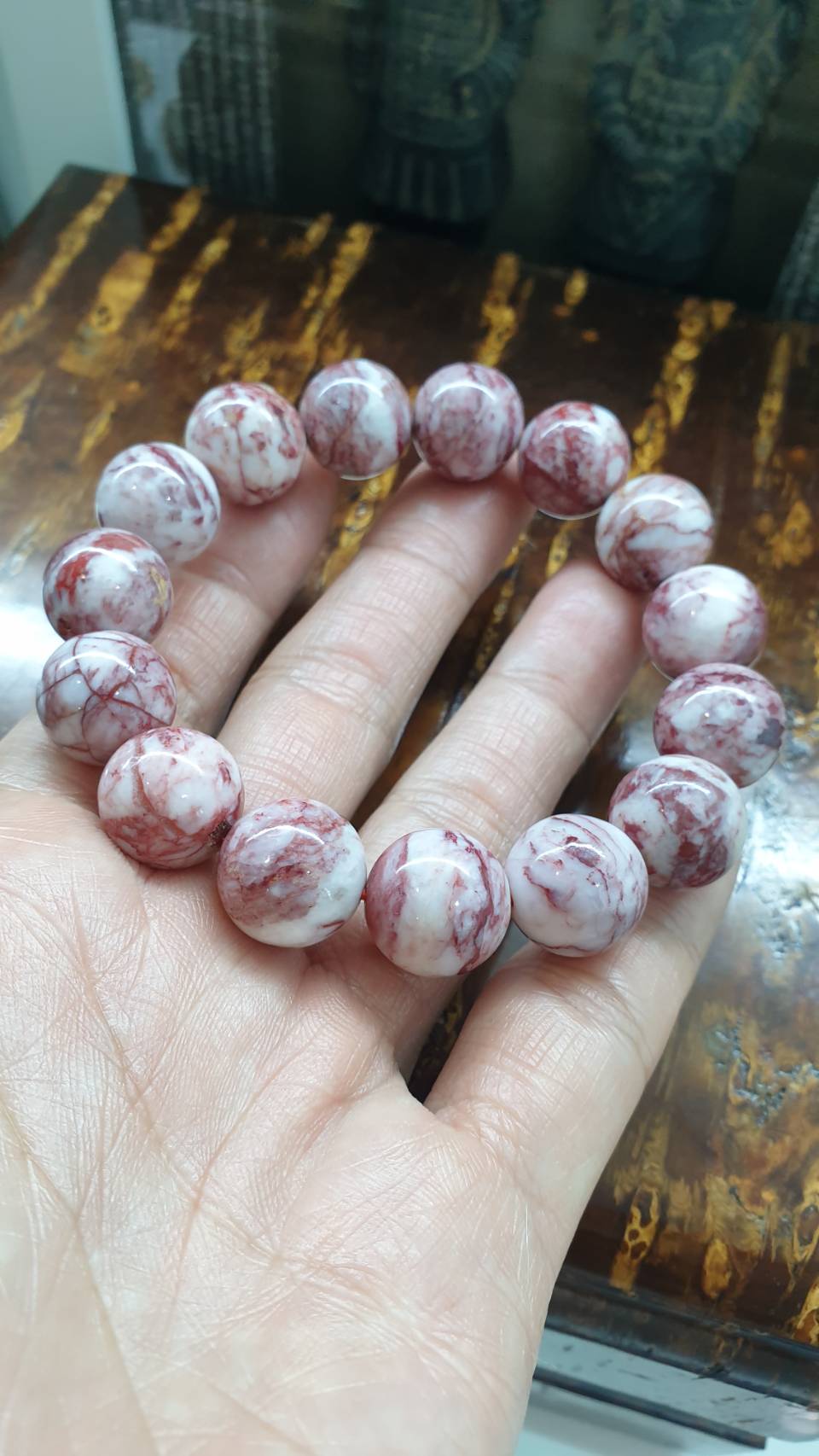 Cinnabar Bracelet (18 cm) | Natural Stone Beads | His or Hers Wrist Accessory