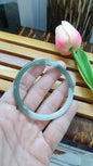 Green Fei Cui Jade Cylindrical Bangle S57 Type A Natural Jadeite Two Tone