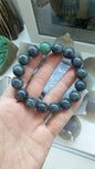 Gent's Style Black Jade Bracelet (18 cm) | Type A Natural Jadeite | Elegant Gift Material For Him