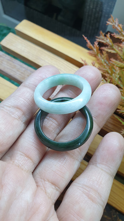 Plus Size Natural Jade Rings 15US Fei Cui Type A Myanmar Jadeite