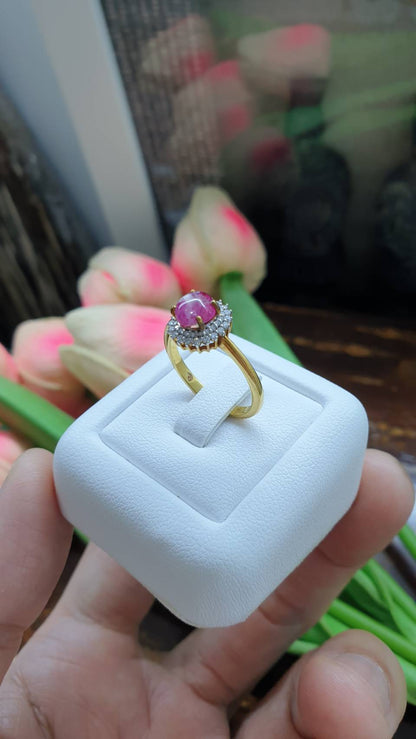 Ruby, Diamonds & 18K Gold Ring (6 US) | Solid Gold | Giftable Lady's Ring