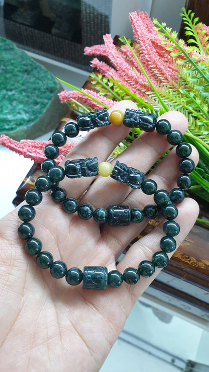 Ocean Blue Jade Wealth Keeper Bracelet 17cm Type A Natural Jadeite