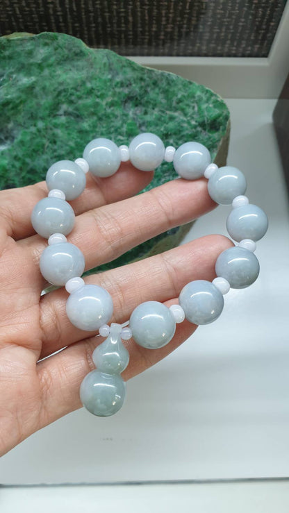 Jade Wu Lou Charmbracelet 17cm Type A Myanmar Jadeite Natural Blue Lavender