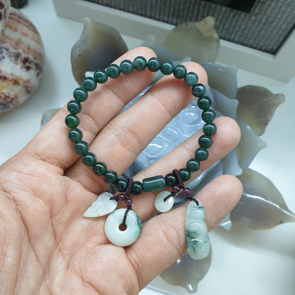 Multicharmed Deep Blue-Green Jade Bracelet | Type A Natural Jadeite