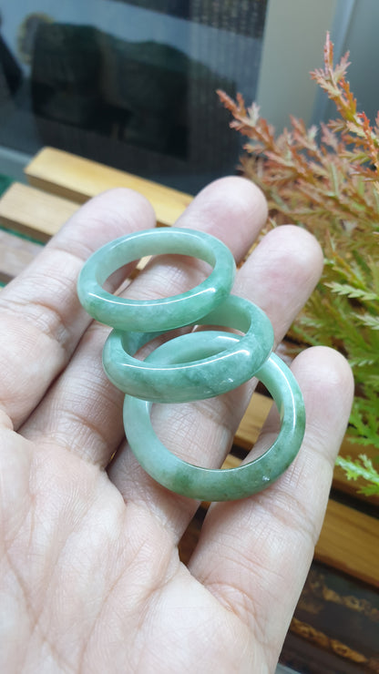 Plus Size Jade Rings 15US Natural Green Type A Myanmar Jadeite