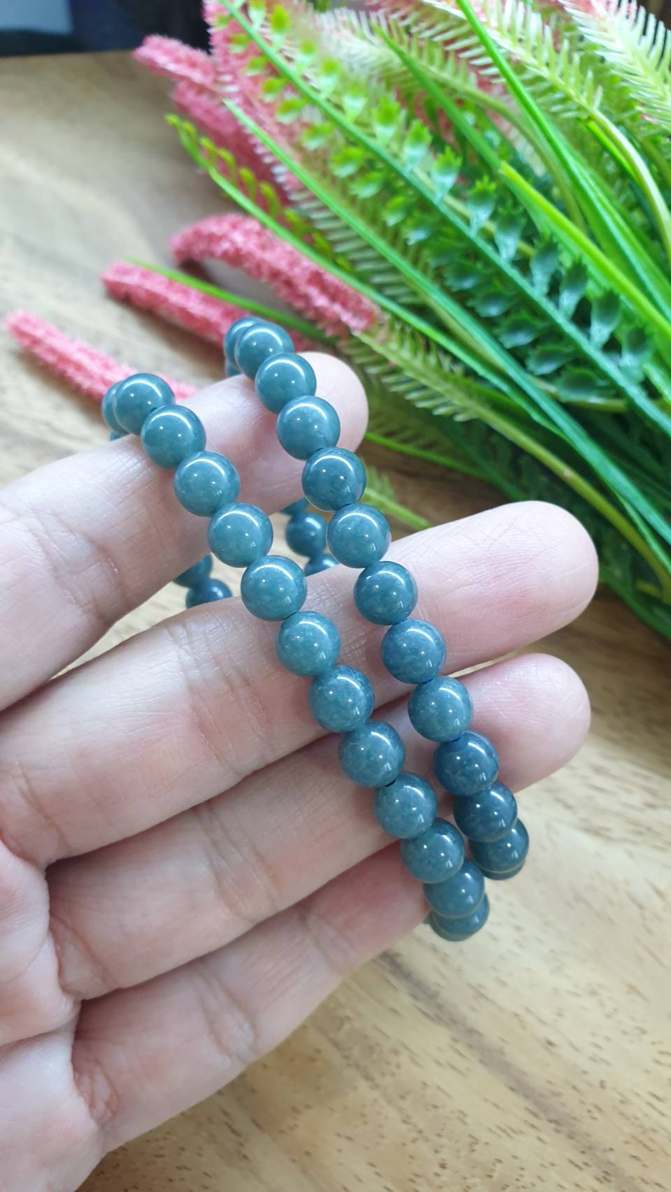 Olmec Blue Jade Bracelet 17cm Type A Natural Jadeite 7mm Beads