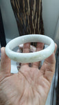 Plus Size White Jade Bangle S78 Type A Myanmar Jadeite Fei Cui