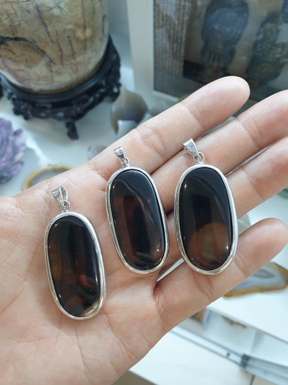 Fire Agate Dog Tag Pendant (Selection) | Natural Stone & Authentic Sterling Silver | His or Hers Gift Idea