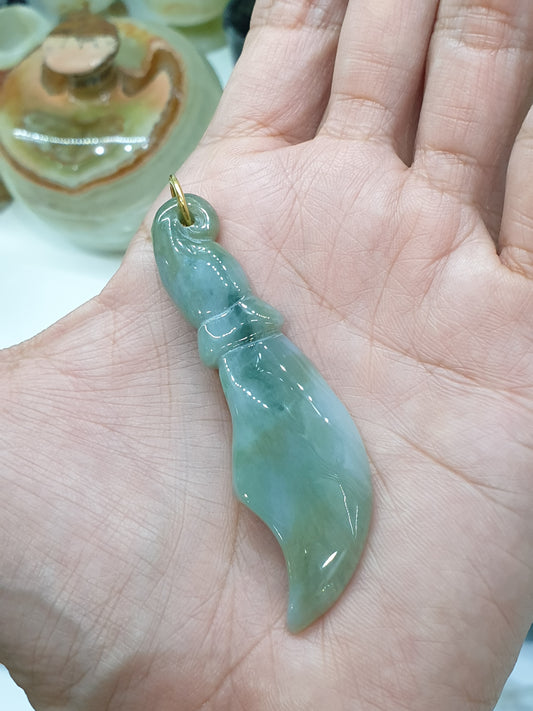 Jade Bolo Pendant | Solid 9K Gold & Type A Natural Jadeite | Statement Piece Jewelry