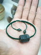 Type A Black Jade Mani Mantra Woven Bracelet and Charm 17cm