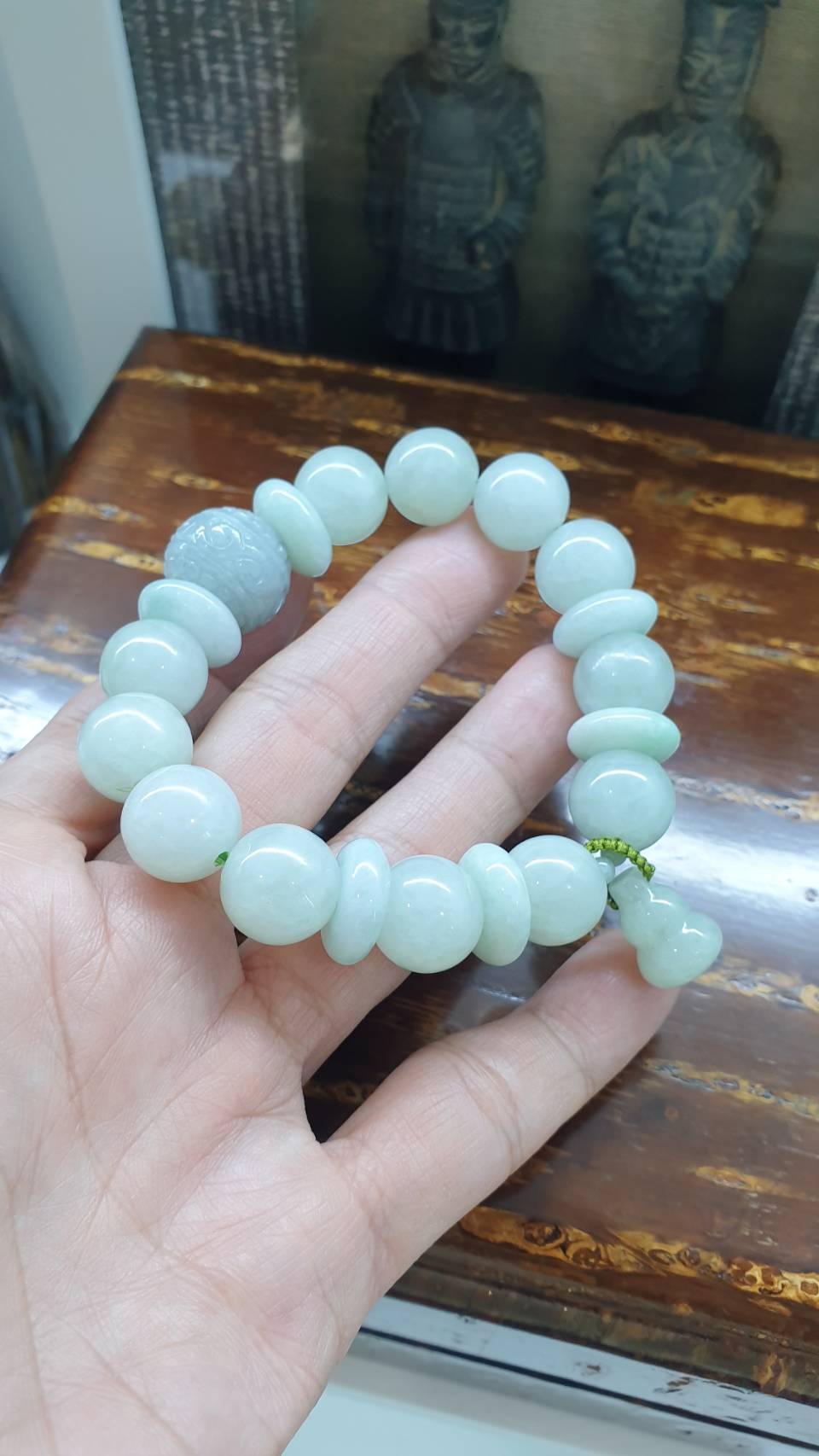 Jade Wu Lou & Ru Yi Charmbracelet (17.5 cm) | Type A Natural White Jadeite