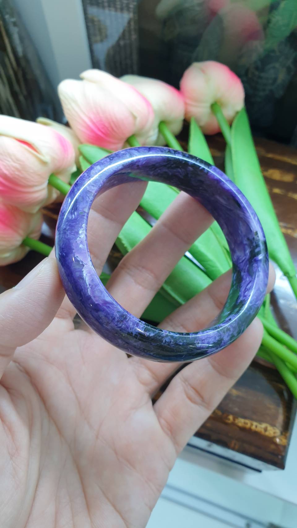 Charoite Bangle (Size 57) | Natural Stone Bracelet