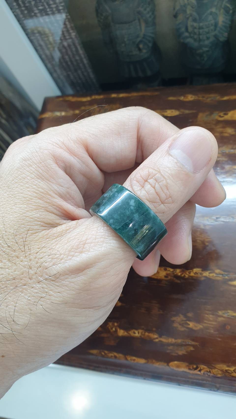 Gent's Style - Blue Jade Ring (12 US) | Type A Natural Jadeite