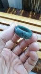 Natural Jade Plus-Size Ring 12.5 US - Type A Natural Jadeite Gray Blue