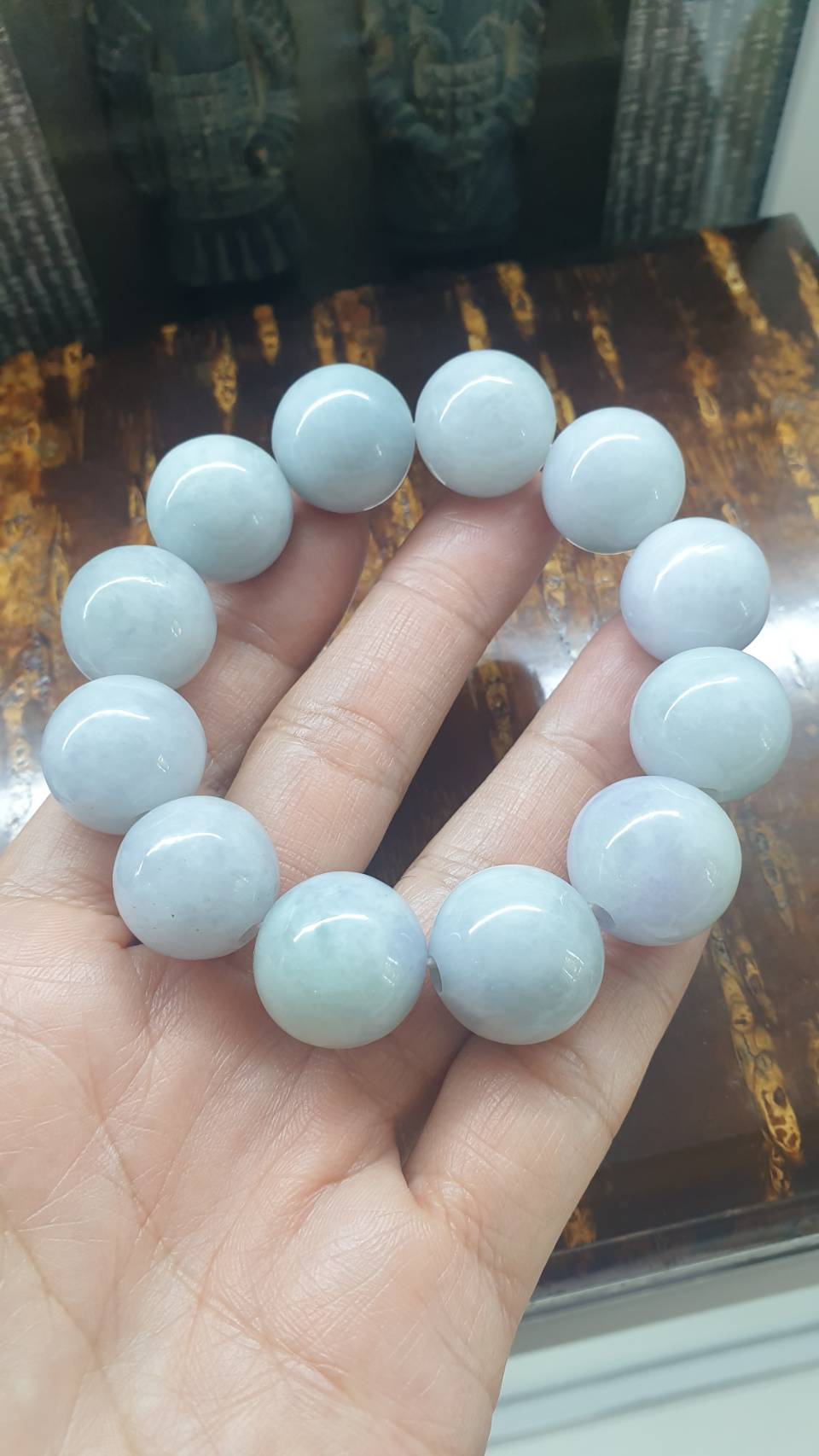 Large Beads Lavender Jade Bracelet (17 cm) | Fei Cui - Type A Jadeite 18 mm Beads | Statement Material Wrist Accessory