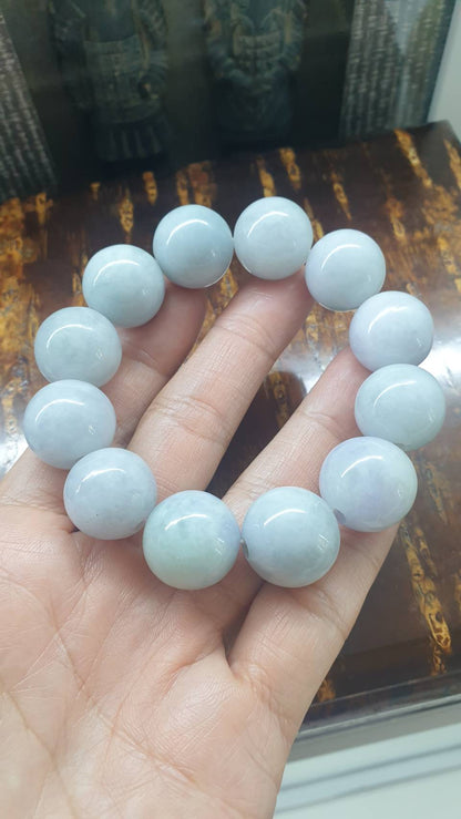 Large Beads Lavender Jade Bracelet (17 cm) | Fei Cui - Type A Jadeite 18 mm Beads | Statement Material Wrist Accessory