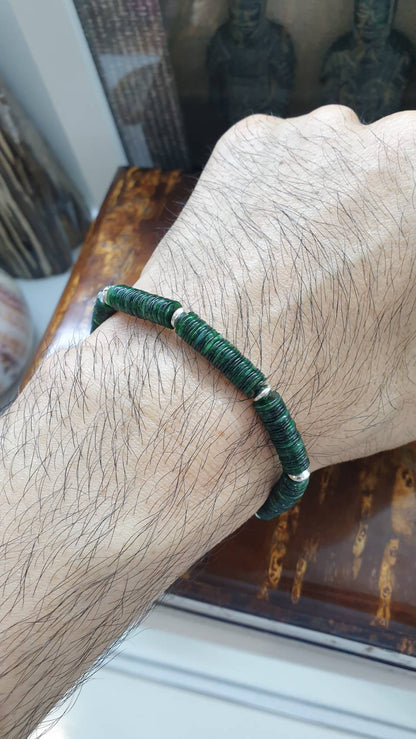 Limited Edition Green Jade Bracelet Natural Jadeite and Sterling Silver