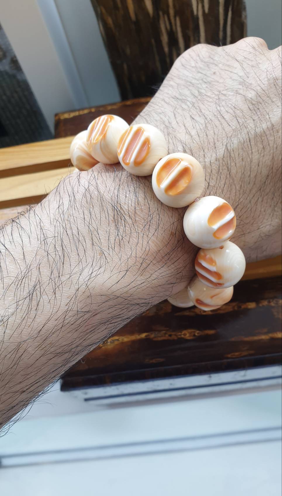 Conch Summer Bracelets 17 cm - Natural Shell, Large Beads